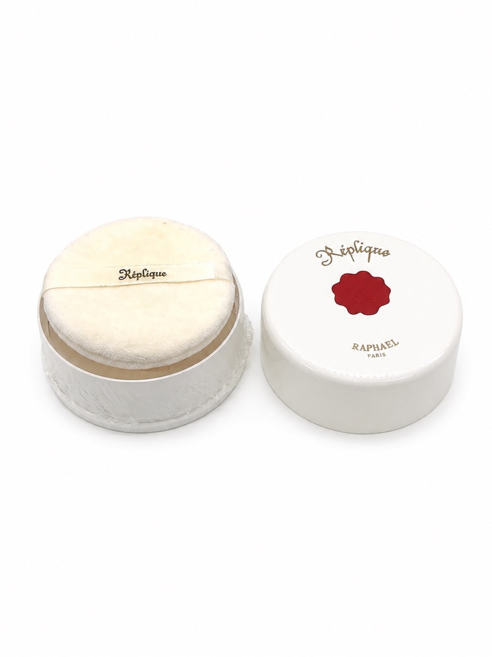 VINTAGE RAPHAEL PARIS RÉPLIQUE DUSTING POWDER WITH PUFF - Picture 2 of 5